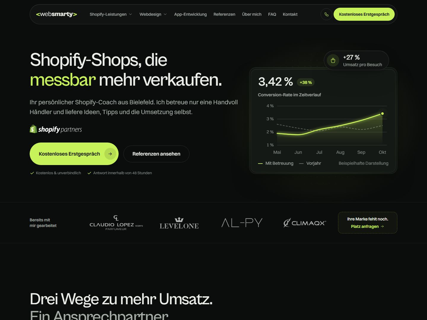 Startseite von Websmarty